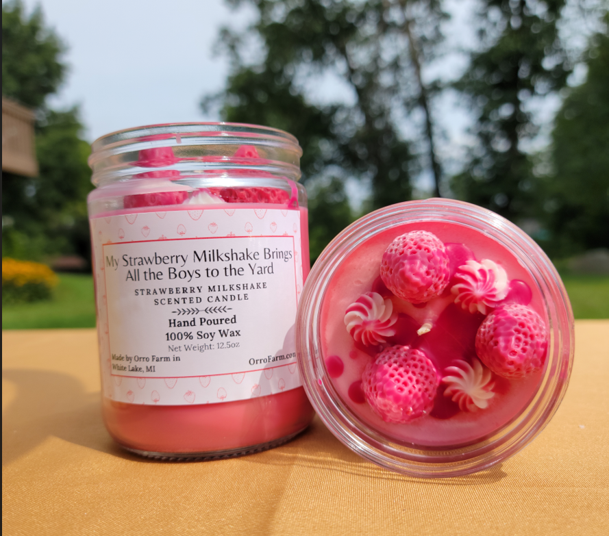 My Strawberry Milkshake Brings all the Boys to the Yard Candle